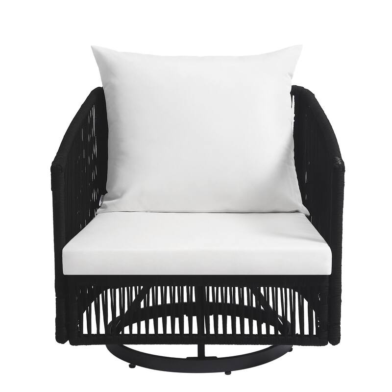 3-piece Cushioned Swivel Patio Wicker Furniture Set Outdoor Rattan Bistro Set