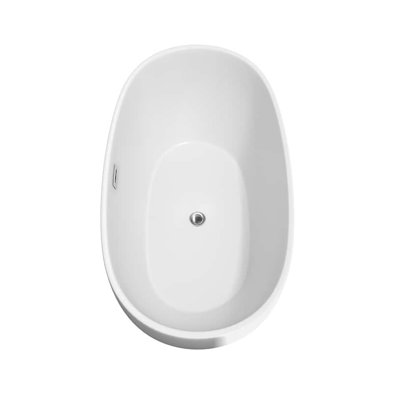 Wyndham Collection Juno 63-inch White Freestanding Soaking Bathtub