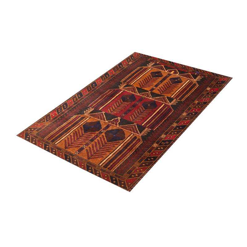 ECARPETGALLERY Hand-knotted Baluch Tan Wool Rug - 3'8 x 6'5