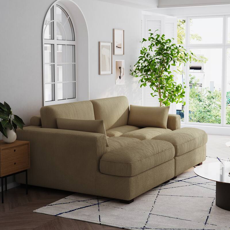 Navaeh Corduroy Modular Sectional Sofa Large Couch Sleeper Chaise