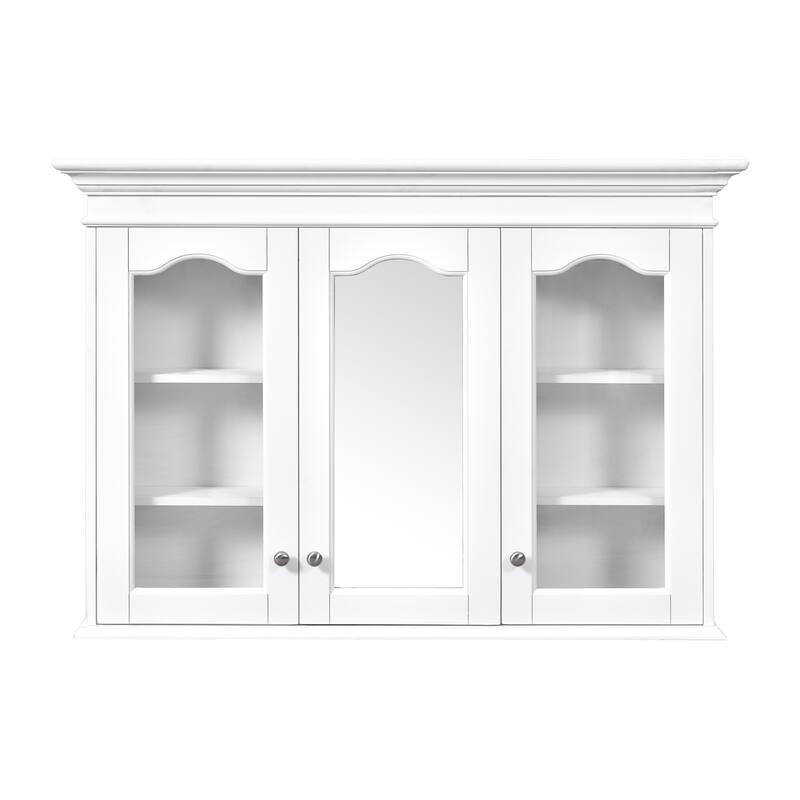 40" Medicine Cabinet with Mirror, Wall Mounted Bathroom Storage Cabinet with Mirror Door, Glass Door and Adjustable Shelves