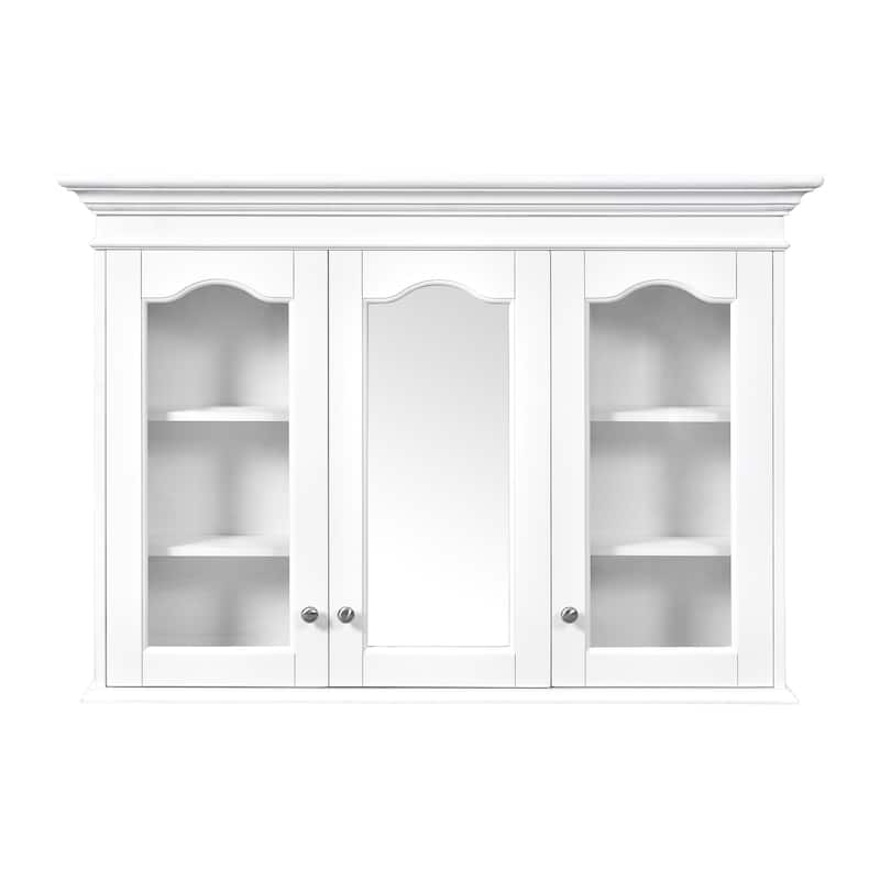 Roomfitters 40" Medicine Cabinet with Mirror, Bathroom Wall Storage Cabinet with Shelves and Glass Doors, White