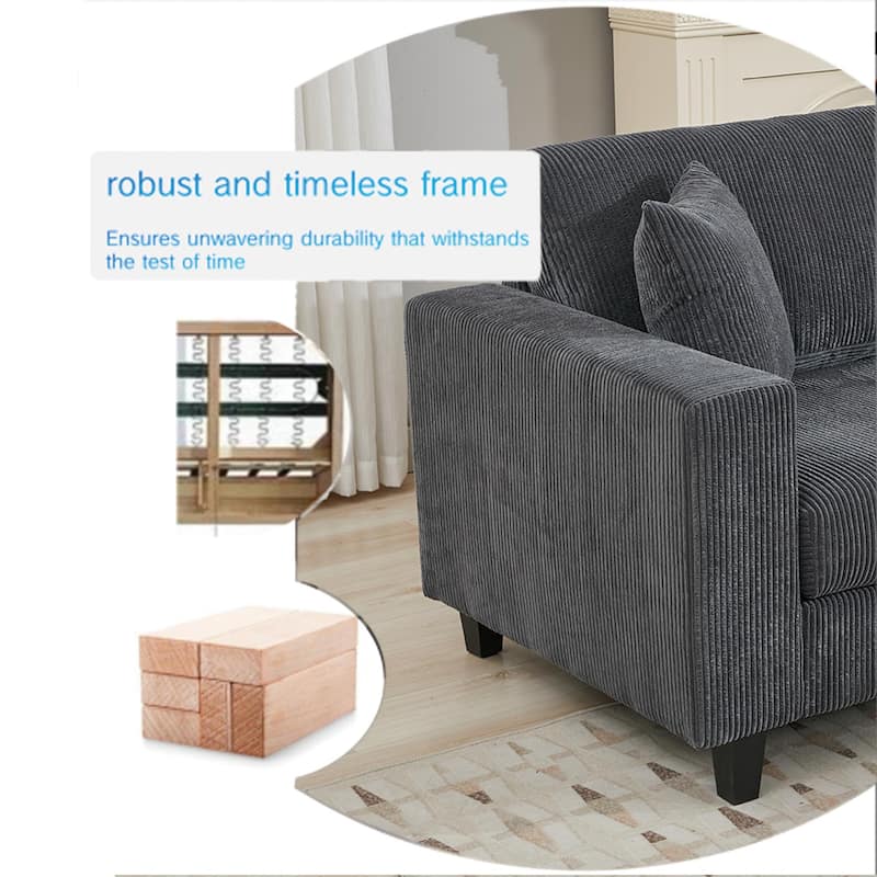 Modular Sectional Sofa for Living Room, Modern Oversized Corduroy Couch with Pillow, 5 Seater L-Shaped Sofas Comfy Couches
