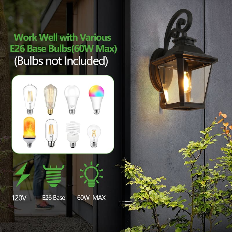 Outdoor Wall Lanterns Waterproof Wall Sconce with Clear Glass Panels, for Porch, Patio, Garden and Doorway