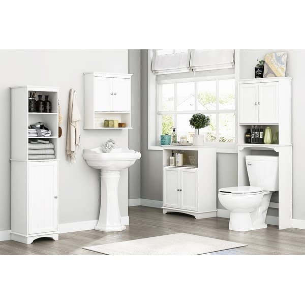 Tall Bathroom Storage Cabinet, Bathroom Furniture Over The Toilet, Freestanding Bathroom Cabinet with Adjustable Shelf, Bathroom Hutch Over Toilet