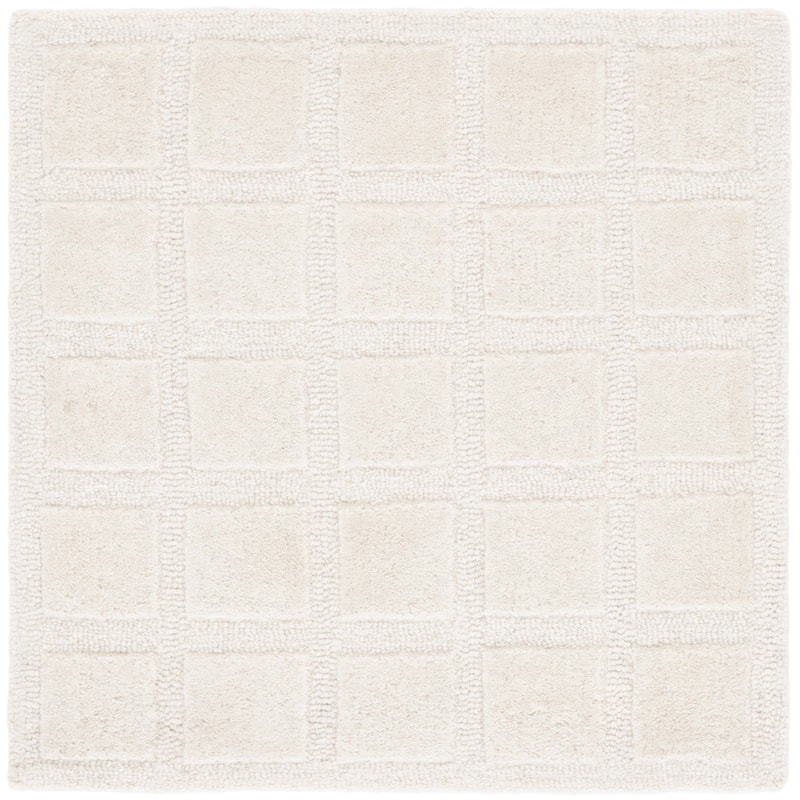 SAFAVIEH Handmade Genre Abstract Trellis Mid-Century Modern Wool Rug - 6' Square - Ivory