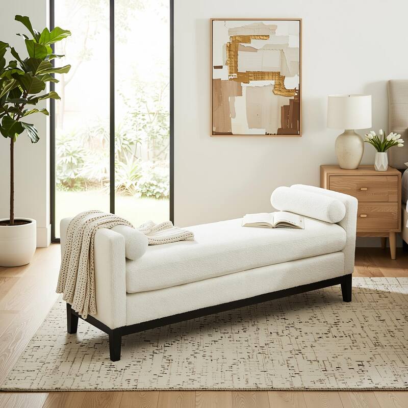Homy Casa Upholstered Bench with Pillows, Wooden, Entry Living