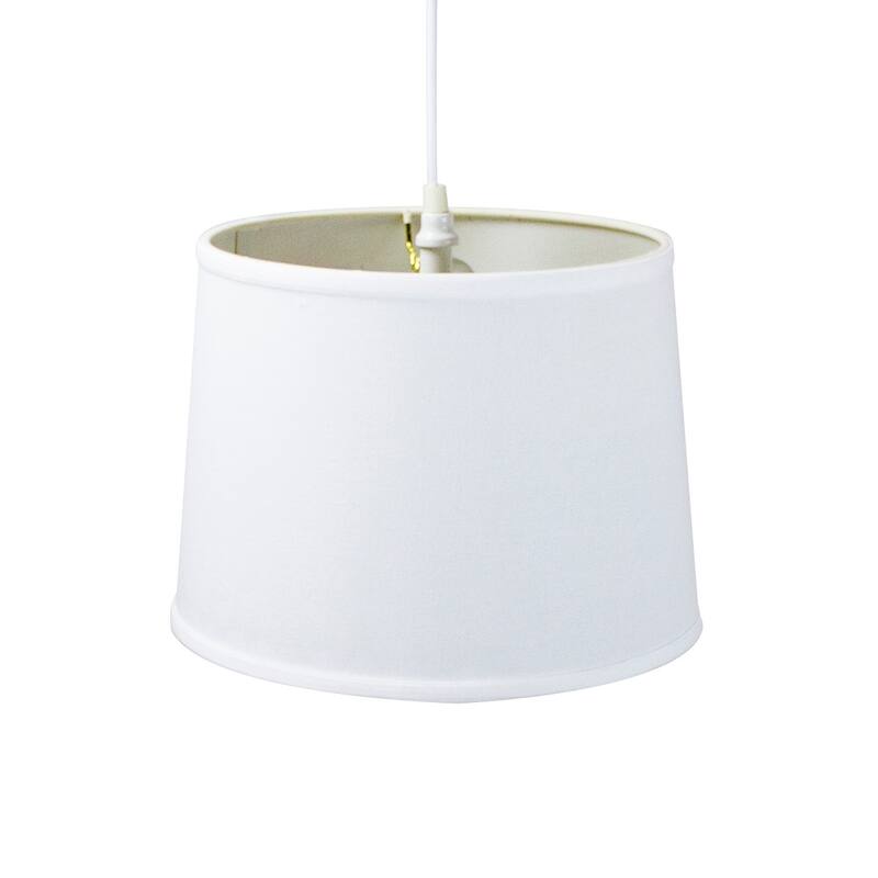 1 Light Swag Plug-In Pendant 14"w White Shade, 17' White Cord