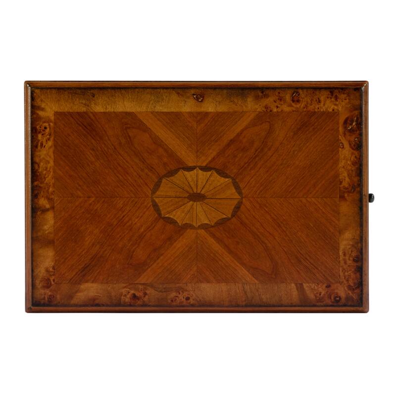 Handmade Butler Gilbert Olive Ash Varnished Wood Veneer Burl End Table