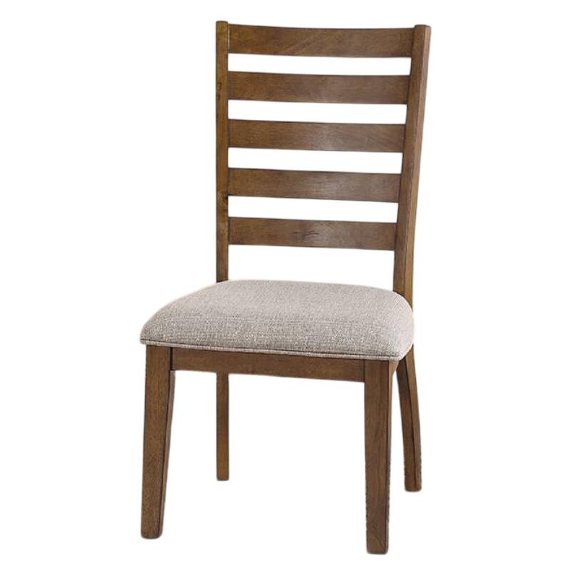 Teby Side Dining Chair Set of 2, Open Ladder Backrest, Light Gray Polyester