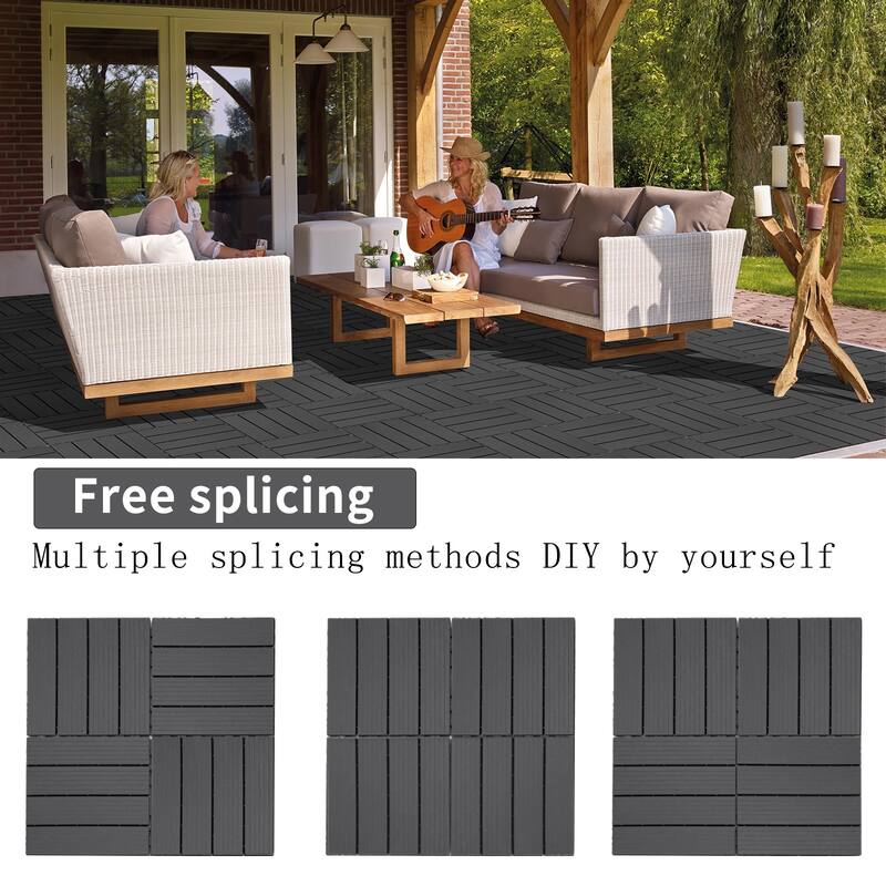 Plastic Interlocking Deck Tiles, 12.00"x12.00"(Pack of 44), Patio Flooring Outdoor Waterproof All Weather Use