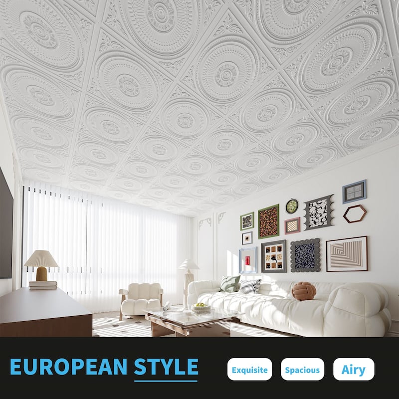 Art3d 12-Pack Drop Ceiling Tiles 24''X24'', Decorative PVC Ceiling Panels