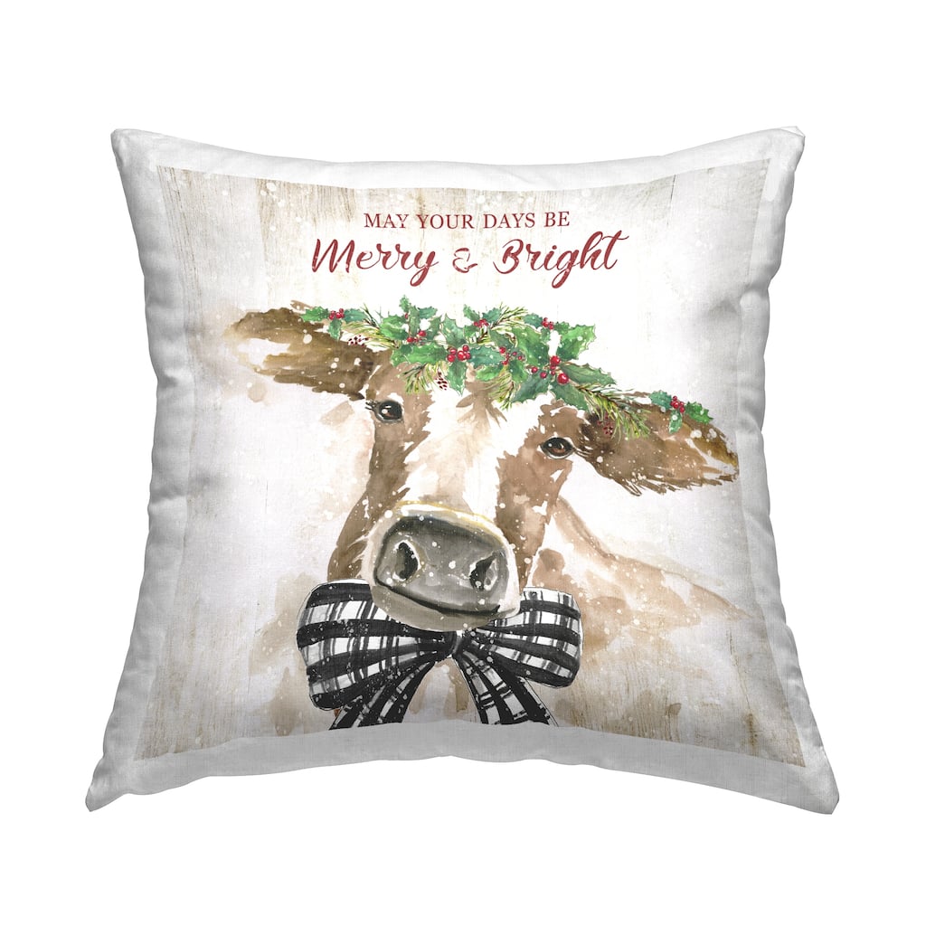 Stupell Merry & Bright Country Cattle Printed Throw Pillow Design by Nan