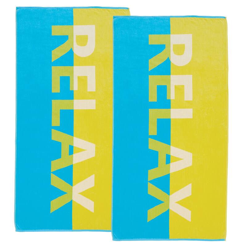 Linery & Co. 100% Cotton Jacquard 2 Pack Summer Beach Towels