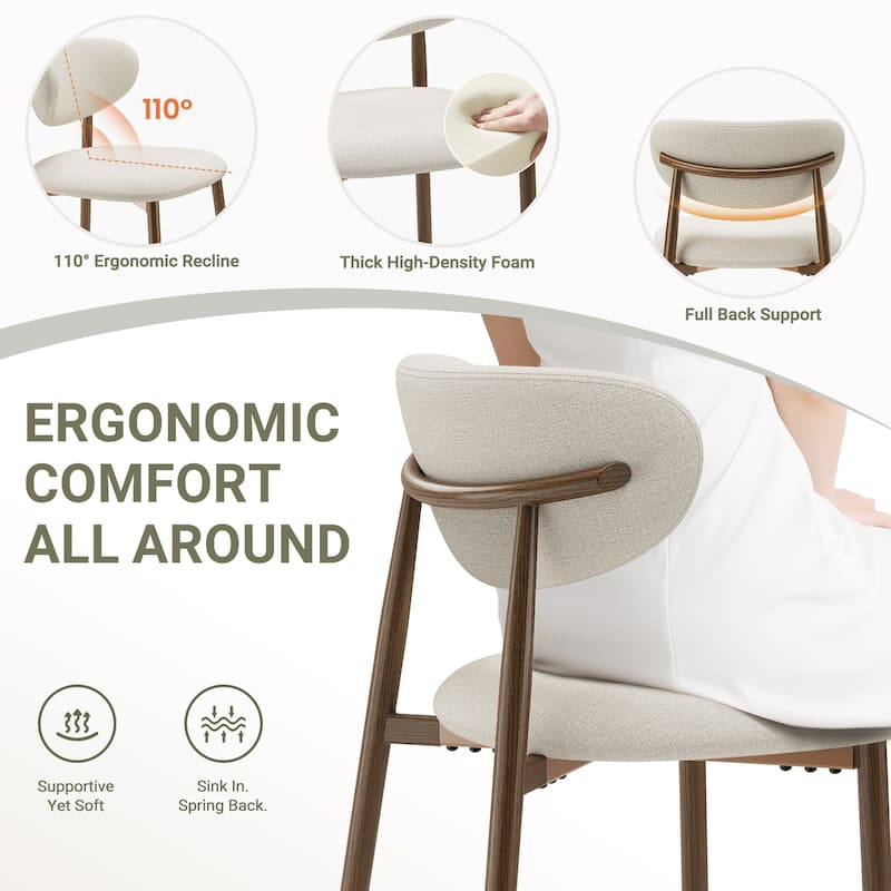 RENEWLINE 25 Inch Bar Stools with Backrest, Mid-Century Modern Counter Height Stools for Kitchen Island