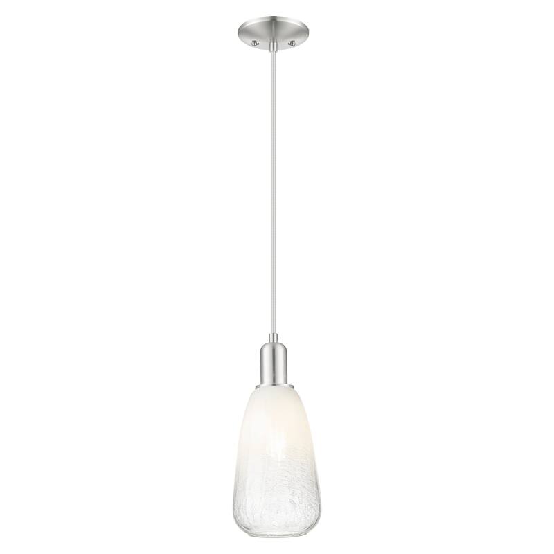 Innovations Lighting Downtown Urban - Brookhaven Almond - 1 Light 6" Cord Hung Mini Pendant - Opal Shade/Brushed Satin Nickel