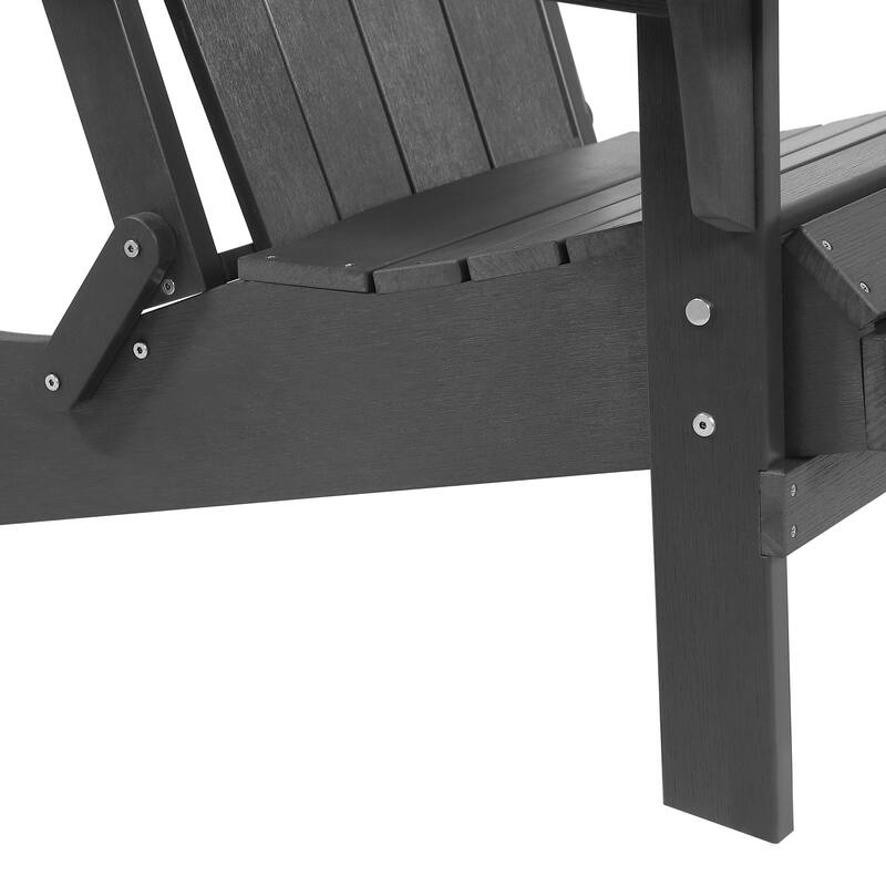 Hurley Folding Poly Plastic Adirondack Chair with Pull-out Ottoman