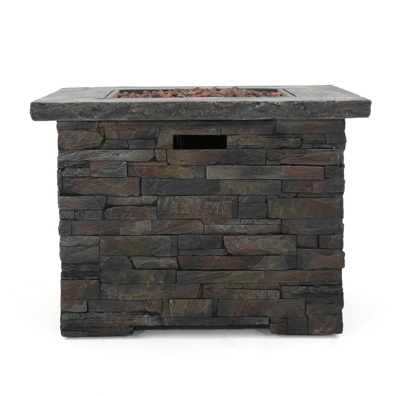 33 in. W x 33 in. D x 24.5 in. H Square Propane Burning Outdoor Fire Pit in Gray