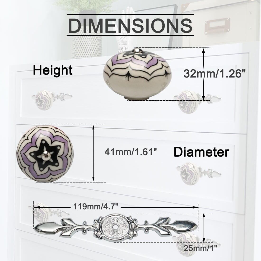 Shop 6pcs Ceramic Knobs Vintage Knob Drawer Pull Handle Furniture