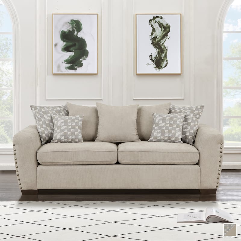 Fremont & Park Ezra 82" Chenille Living Room Loveseat with 7 Decor Pillows