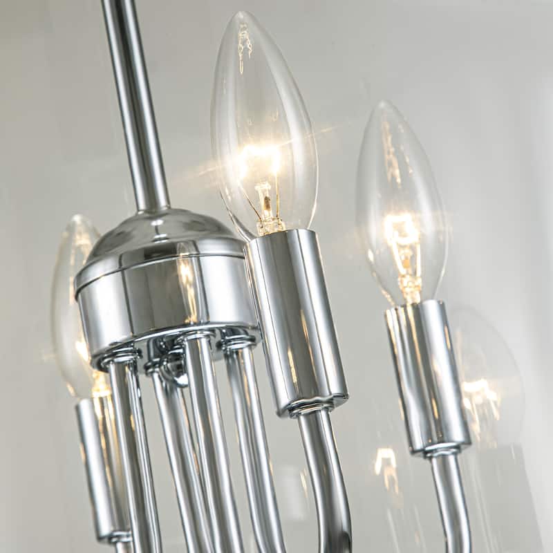 4 - Light Farmhouse Lantern Glass Drum Chandelier for Entryway