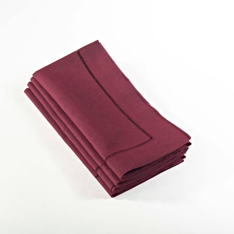 Hemstitched Linen Dinner Napkins (Set of 4)
