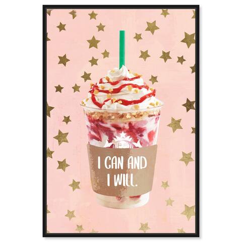 Oliver Gal 'Strawberry Shortcake Drink' Glam Pink Wall Art Canvas