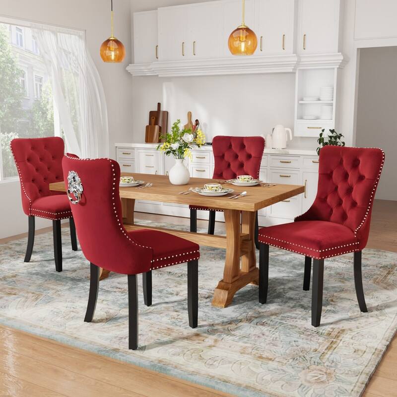 Tufted Naliheads Solid Wood Upholstered Dining Chairs (Set of 2)