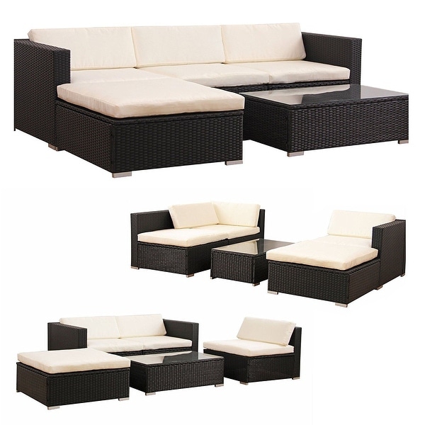 Shop Costway 5 PCS Patio Furniture Set Rattan Wicker Table ...