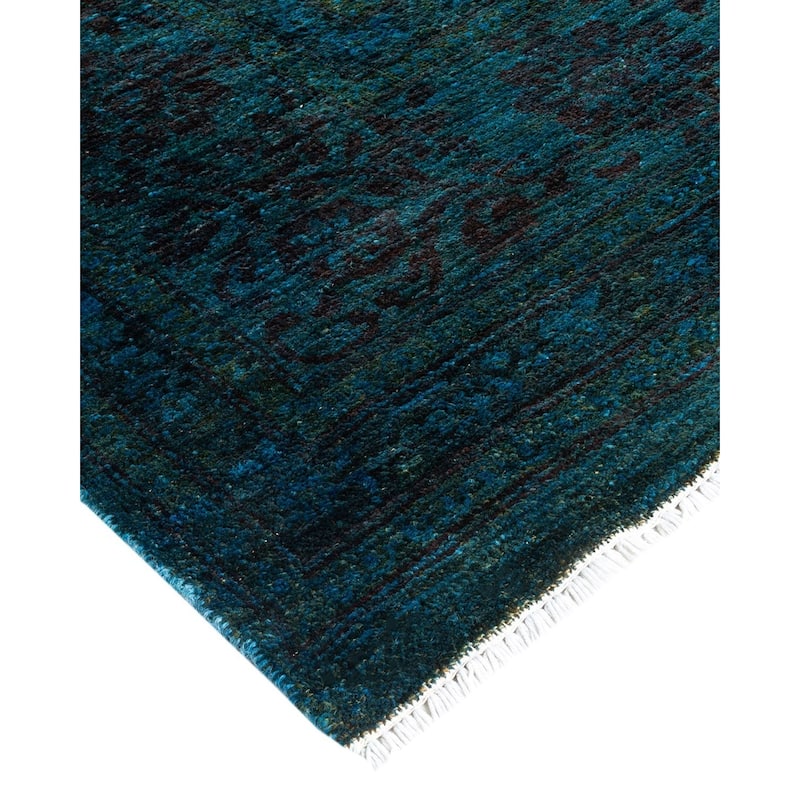 Overton Handknotted Wool Vintage Inspired Contemporary Suzani Blue Area Rug - 16' 3" x 10' 2"