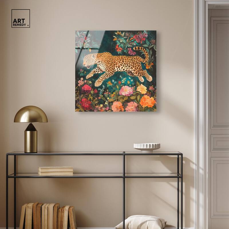 Tigers and Blooms Acrylic by Art Remedy, Ready to Hang