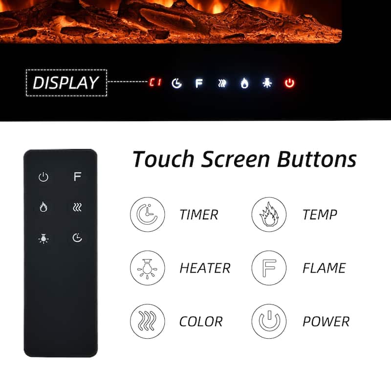 Electric Fireplace 12 Flame Color Wall Mounted
