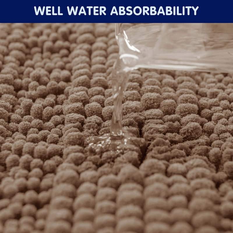 Subrtex Super Soft Absorbent Braided Bathroom Mats Chenille Bath Rugs