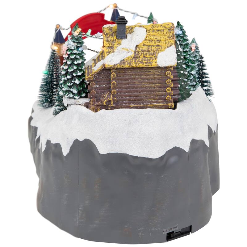 15" White Scene 3 Turning Skiers Animated LED Christmas Tabletop Decor