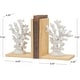 preview thumbnail 6 of 4, White Resin Textured Coral Decorative Bookends with Brown L-Shaped Stands (Set of 2)