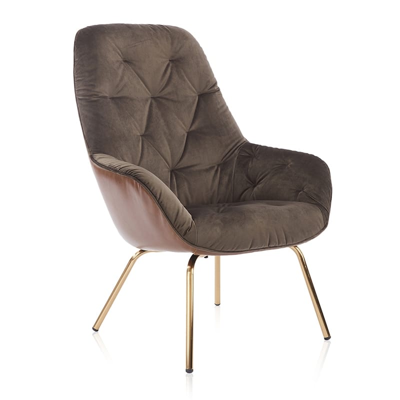 Page Mid-Century Modern Brown Faux leather Tufted Accent Chair by Furniture of America