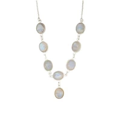 925 Sterling Silver Rainbow Moonstone Y-Shape Necklace