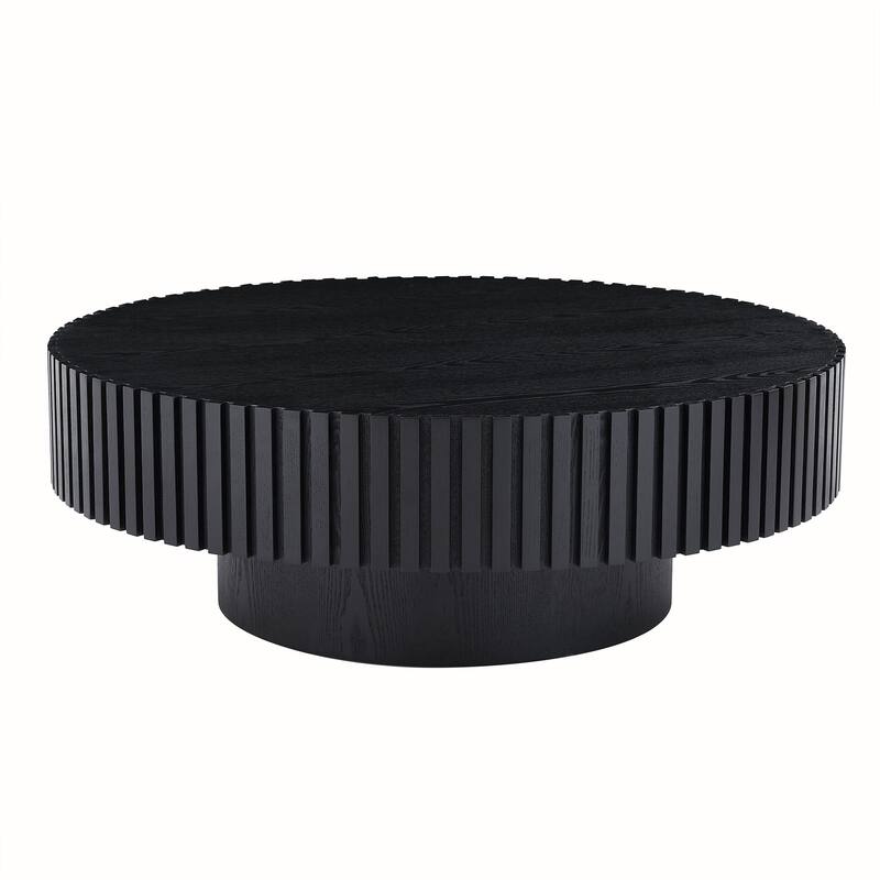 Modern Coffee Table Stylish Nesting Round Coffee Table with Base, for Living Room and Bedroom, Black