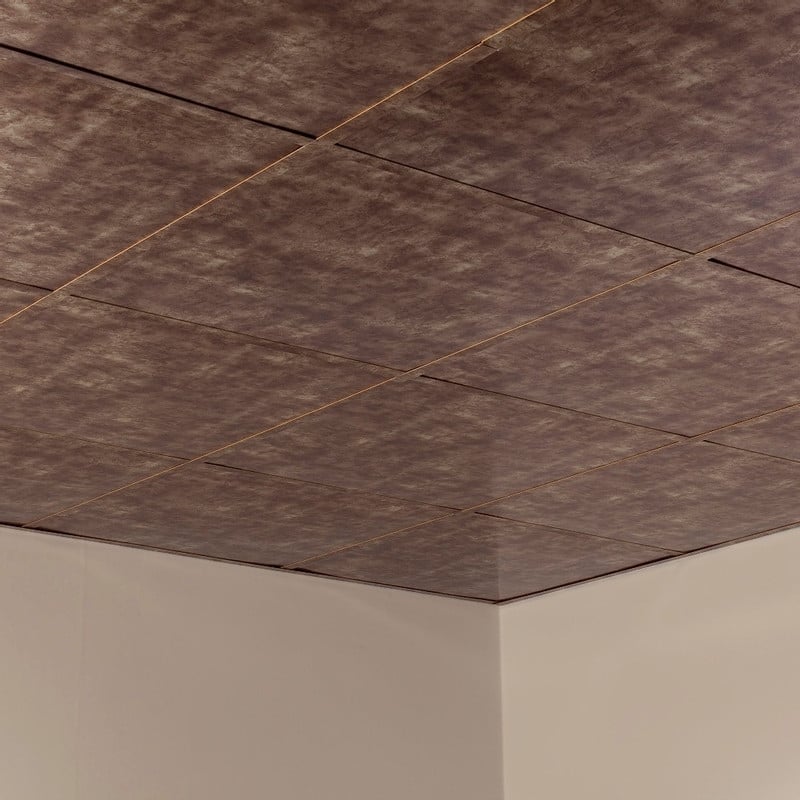 FASÄDE Flat Decorative Vinyl 2ft x 2ft Lay in Ceiling Panel in Bermuda Bronze (5 Pack)