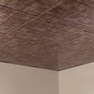 FASÄDE Flat Decorative Vinyl 2ft x 2ft Lay in Ceiling Panel in Bermuda Bronze (5 Pack)