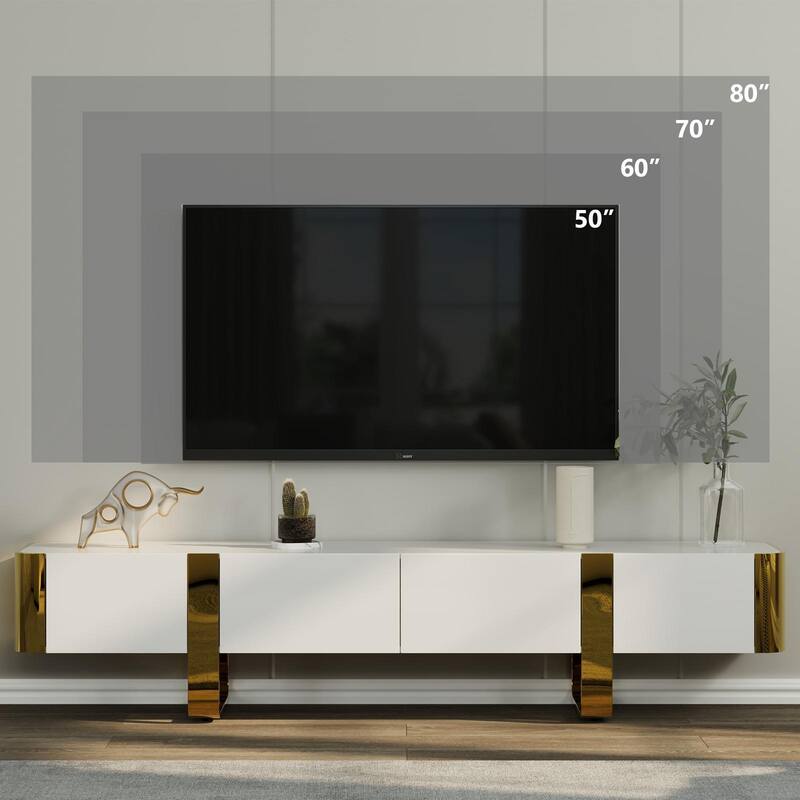 79 inch Wood TV Stand Partial Assembly Entertainment Center Modern Media Console with Drawers and Storage Cabinets