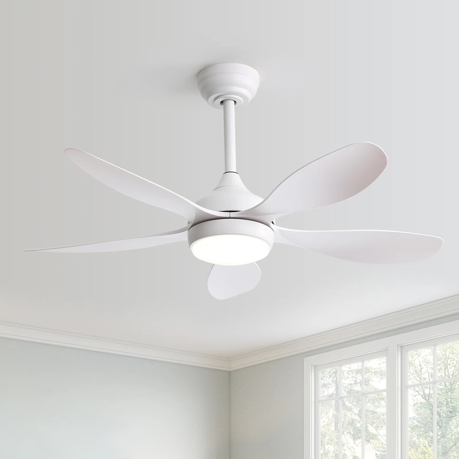 42" Integrated LED Indoor/Outdoor White Ceiling Fan with Light Kit and Remote Included