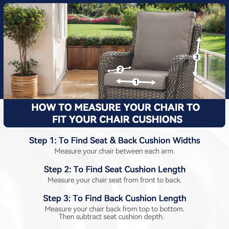All-Weather Deep Seating Chair Cushions for Patio Chairs