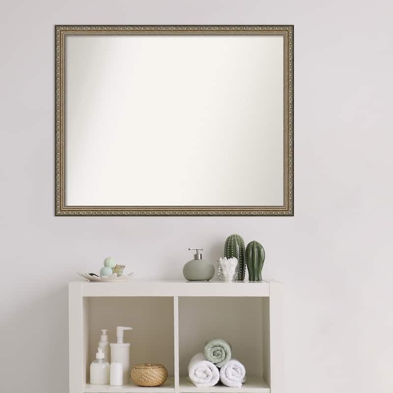 Non-Beveled Wood Bathroom Wall Mirror - Parisian Silver Frame