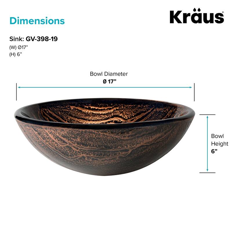 Kraus 17" Gaia Glass Vessel Bathroom Sink Only