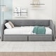 preview thumbnail 20 of 32, Twin XL to King Size Linen Upholstered Daybed with 2 Storage Drawers, Adjustable Trundle, Button-Tufted Backrest