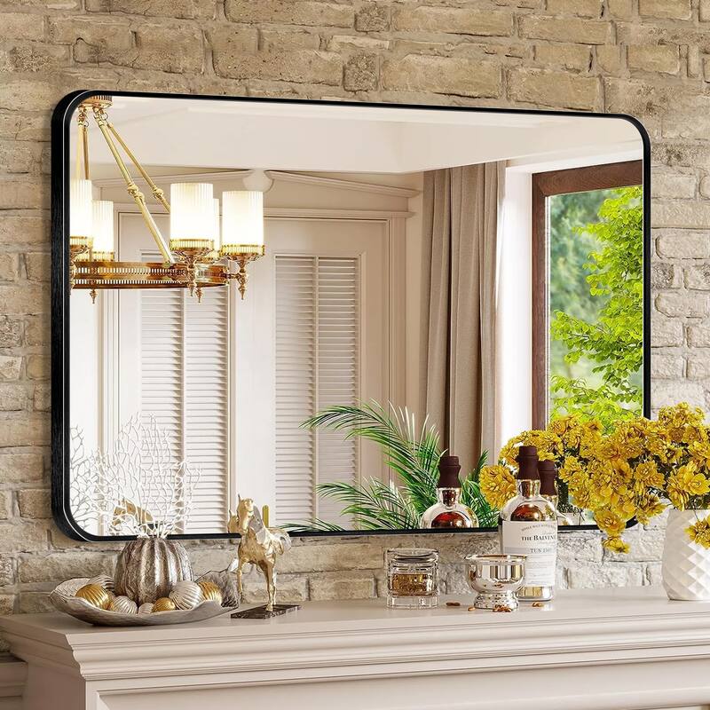 Wall Mount Bathroom Rectangle Vanity Mirror (Horizontal/Vertical) - 30x40 - Black
