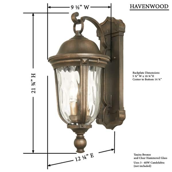 The Great Outdoors Havenwood 3 Light 22" Tall Outdoor Wall Sconce with