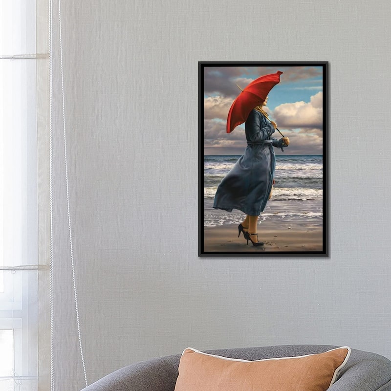 iCanvas "Red Umbrella" by Paul Kelley Framed