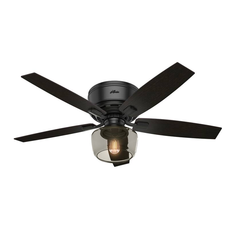 Hunter 52" Bennett Low Profile Ceiling Fan with Globe LED Light Kit and Handheld Remote